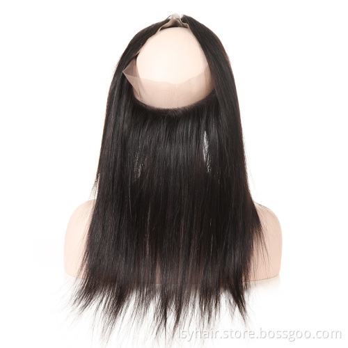 Wholesale Factory Vendor Low Price 360 lace Frontal Closure with Bundles, Pre plucked Straight 360 Lace Front Closure